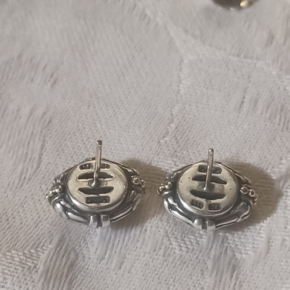 LAGOS Caviar Vintage Blue Topaz Stud Earrings, SS & 18k - Picture 6 of 10